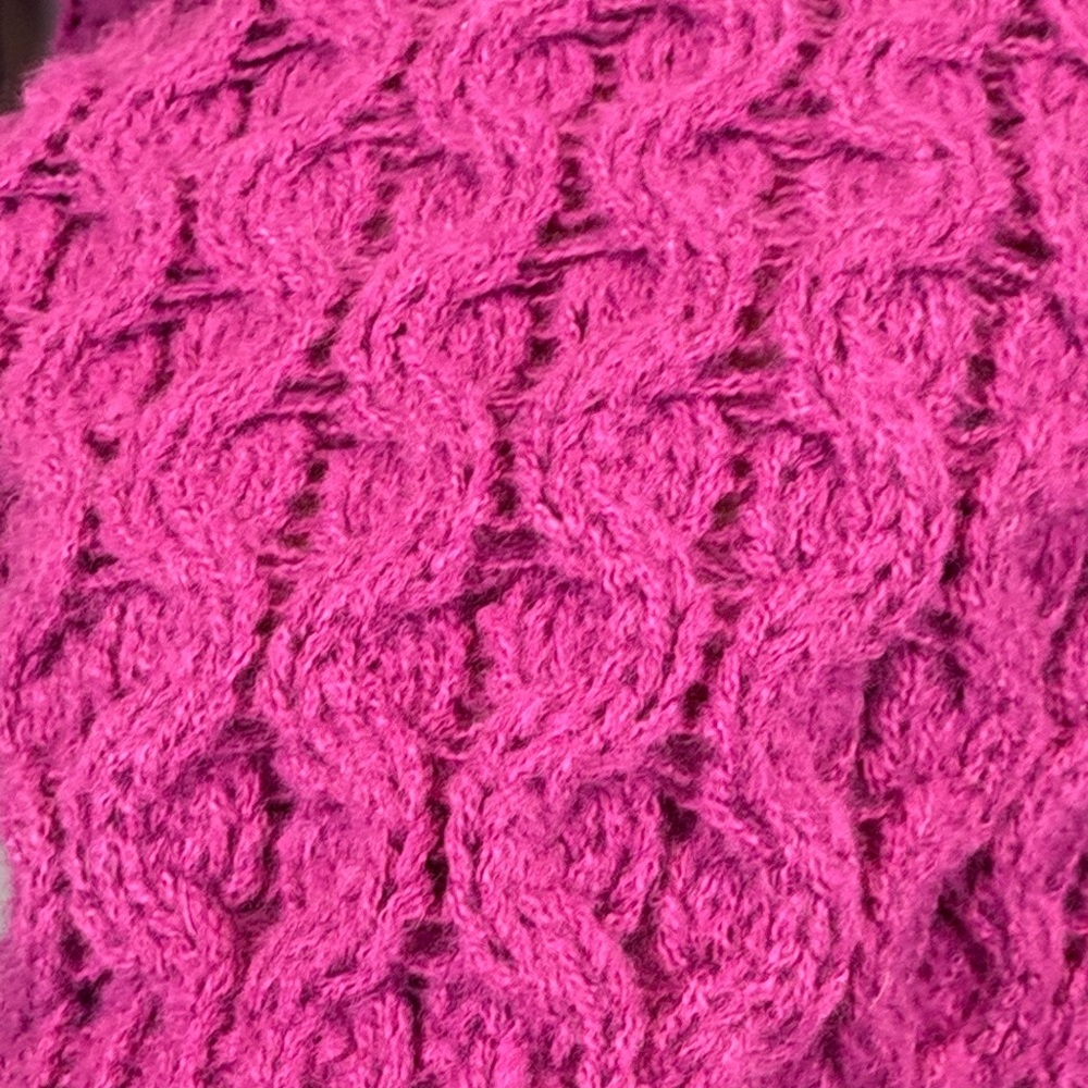 Pink Martini Textured Knit Open Cardigan | Fushia Purple Cozy Layer - Picture 8 of 13